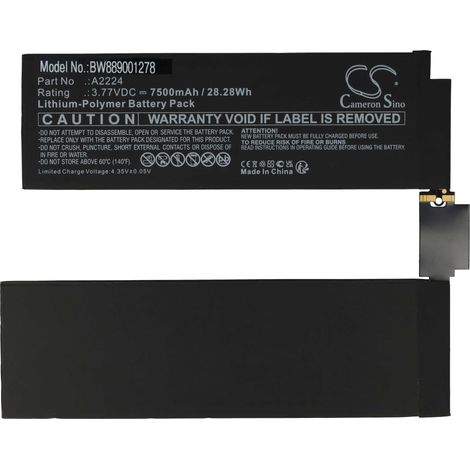 vhbw Akku Ersatz für Apple A2224 für Tablet Pad (7500 mAh, 3,77 V, Li-Polymer) (1/5)