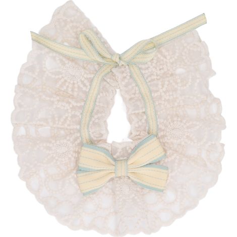 Collier pour chat jaune M, bavette fleurie brodée en dentelle, ajustable, accessoire décoratif orné d’un nœud, pour chaton ou chat adulte. (1/5)