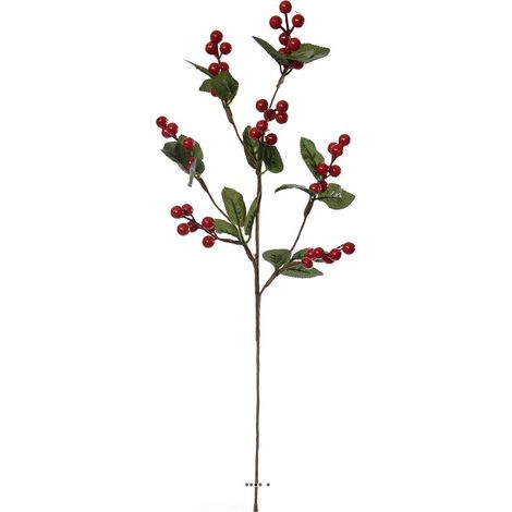 Branche de baies rouges artificielles H 64 cm, superbe (1/3)