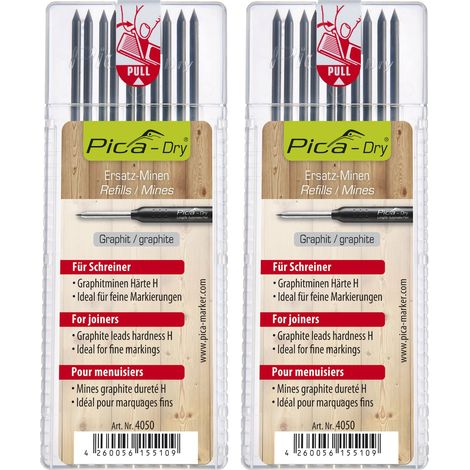 PICA Ersatzminen-Set Pica Dry Härte H für Tischler Inhalt 20 Stück (1/2)