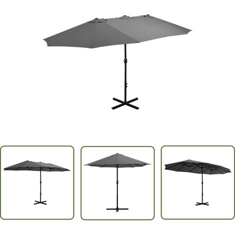 Parasol de Jardin/Parasol d'extérieur poteau en aluminium 460 x 270 cm anthracite 45873 (1/5)