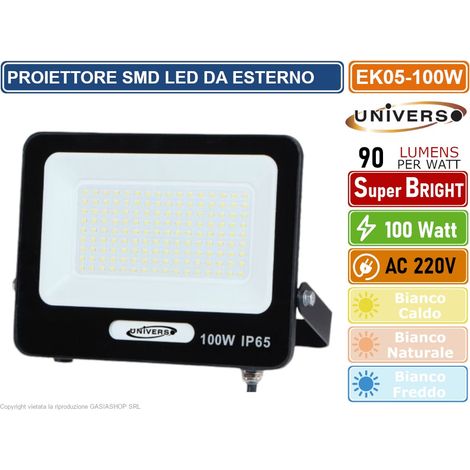 UNIVERSO EK05-100W-N FARO PROIETTORE SMD LED FLOODLIGHT 100W SLIM IP65 COLORE NERO - 3000K 4000K 6500K - Colore Luce:Bianco Freddo (1/3)