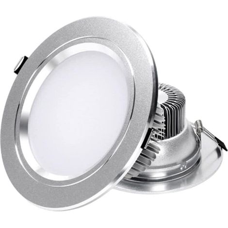 Spot LED Encastré 5W LED Argent Aluminium Downlight Économie D'énergie Anti-Brouillard Anti-Poussière COB Plafonnier