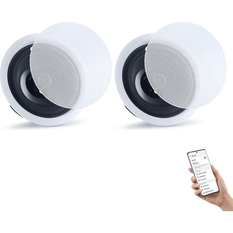 Son clair à la maison, lot de 2 haut-parleurs de plafond Bluetooth avec connexion rapide et design encastrable