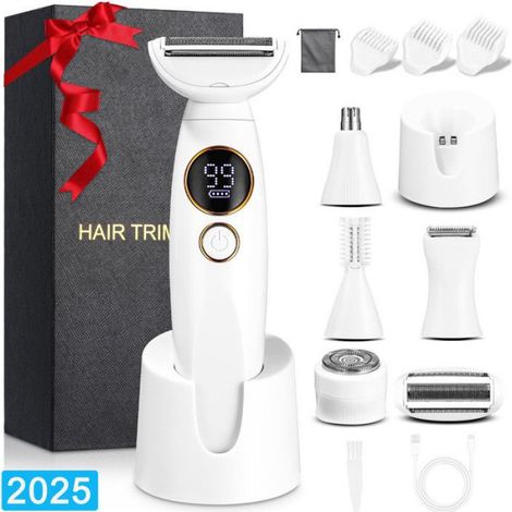 Épilateur Électrique - Femme - 5 en 1 - Rechargeable - Portable - Têtes interchangeables (1/5)