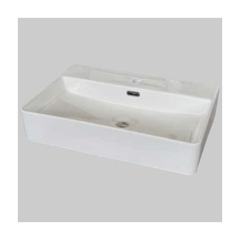 Lavabo appoggio in ceramica rettangolare 60 c/foro - cm 60x42