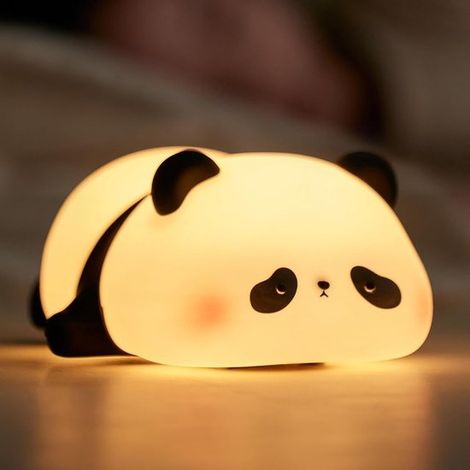 Lámpara de noche Panda. Apta para niños，3 modos de luz，lámpara de noche de silicona. Apta para bebés，recargable por USB (1/5)