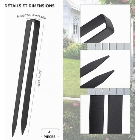 Piquets de Jardin 30 cm Piquet Ancrage Sardines Camping Forme U Sardines de Fixation Piquet Bordure Jardin (1/3)