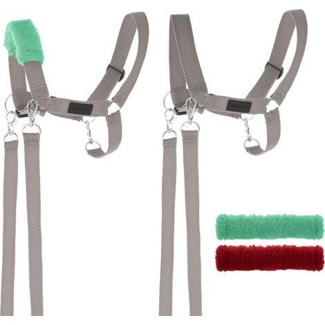 Licol pour rênes de cheval de loisir + fourrure grise