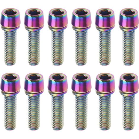 12pcs Boulons de Tige de Vélo M5x17mm Boulons en Alliage de Titane Vis avec Rondelles pour Fixer la Tige de Vélo Dérailleurs Avant et Arrière Grip Ring Post Clamp (1/5)