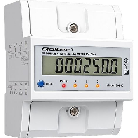 contador de energía qoltec three-phase electronic meter 100A 400V (1/3)