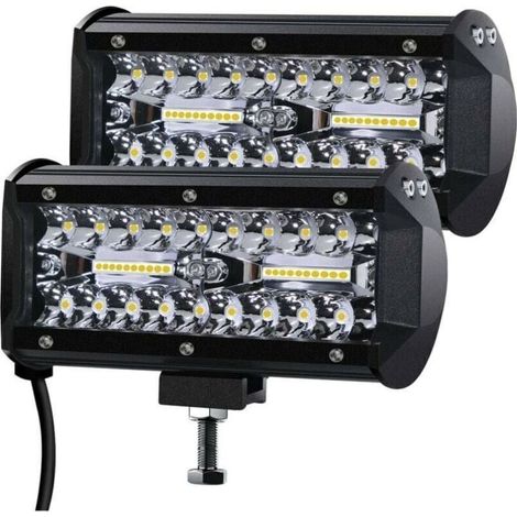 120W LED Work Lights, 2V 400W 7'' LED Car Floodlight 12v Waterproof IP67 Spot Flood LED Fog Lights 27,000lm Work Lights for Car Truck Tractor SUV Boat (2 pieces) (1/4)