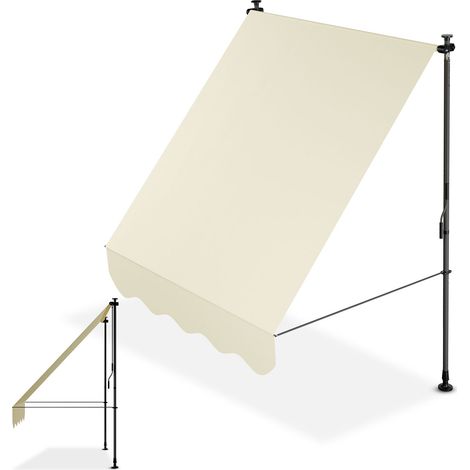 Juskys – Banne de fenêtre pliante réglable en hauteur – Montage sans perçage – Tissu imperméable et résistant aux UV – 150x120 cm – Beige (1/5)