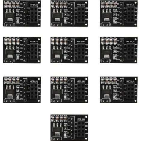 10 Pièces Module Sans Fil NRF24L01+ 3.3V 8 Broches avec Support de Carte Adaptateur (1/5)