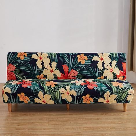 Housse sans accoudoir 3 places clic clac ajustable extensible lavable pour canapé-lit, taille S
