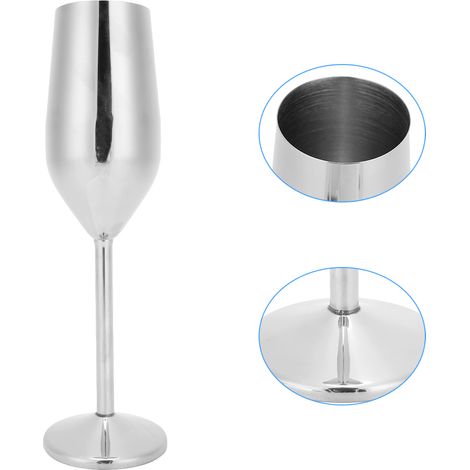 Weingläser/Champagnergläser aus Edelstahl 304, 220 ml, für Bar, Party, Bankett, Silber (1/5)