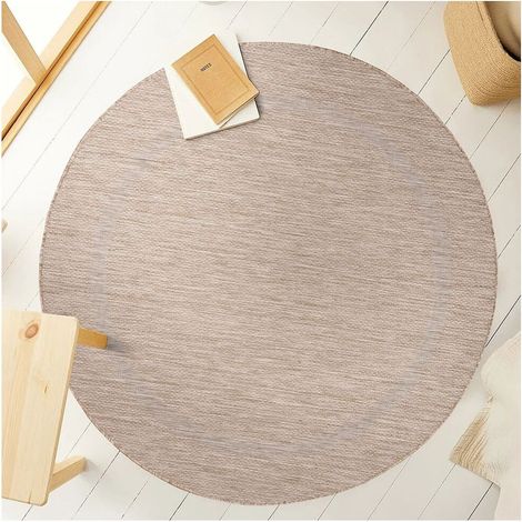 Tapis plat intérieur et extérieur contemporain rond Kiano Beige Ø 120 (1/5)