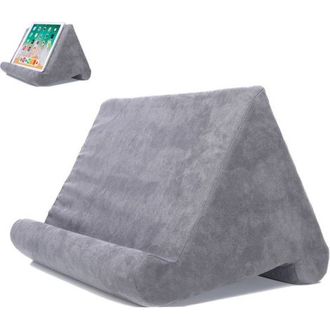 Tablet-Ständerkissen – Weiches Kissen – 27 x 25 x 23 cm – für Betten, Schreibtische und Sofas – Grau (1/5)