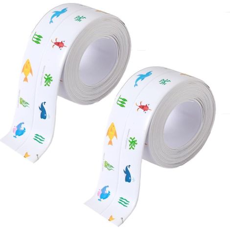 2 Rouleaux Ruban d'Étanchéité Auto-Adhésif,Étanche Ruban,convient à la cuisine, à la salle de bain, à la baignoire, à la douche, au sol. (1/5)