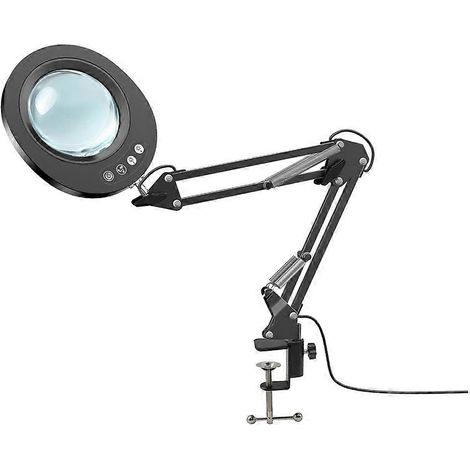 Loupe grossissante 10x avec clip, 5 modes de couleur, 10 niveaux de luminosité, lampe de bureau LED à bras articulé pliable, adaptée aux réparations artisanales. (1/5)