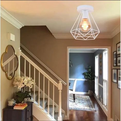 Plafonnier Retro en Cage Diamant Couloir Lampe Plafonnier Industriel Vintage designe Edison pour Salon Chambre (1/4)