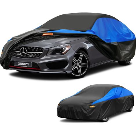 Housse de Voiture Imperméable et Respirante, Bâche pour Mercedes Benz CLA Berline, Housse de Voiture Noire et Bleue, Bâche de Garage Complète pour Protéger de la Pluie.,Convient pour Mercedes CLA (1/5)