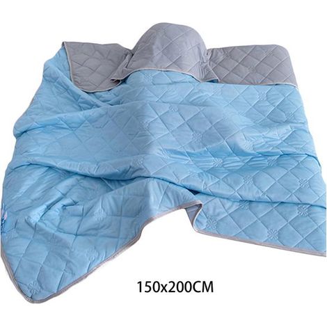 Edredón refrescante de verano, manta lavable, transpirable y suave como la seda para habitaciones con aire acondicionado (150x200cm, azul) (1/5)