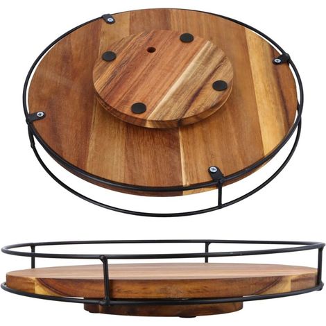 Drehbarer Gewürzständer, runder Gewürzhalter aus Holz, 25 cm x 30 cm, 360° drehbar, auch für Badezimmer geeignet (30 cm Durchmesser).