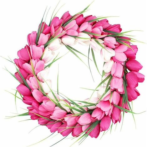 Couronne de tulipes artificielles printanière pour porte d'entrée, porche, maison de campagne, patio, jardin, mariage, fête, mur, fenêtre, décoration intérieure-AquaForge (1/5)