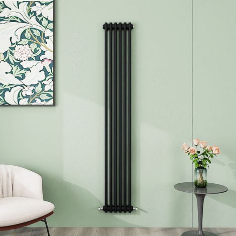 AICA 1800x290mm 2 Column Vertical Black Radiator Central Heating Cast Iron Style
