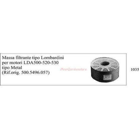 Masas filtrantes tipo LOMBARDINI para motocultor LDA 500 520 530 1035