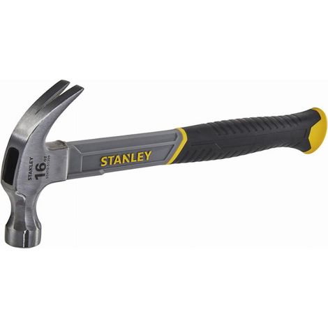 Stanley – Marteau arrache-clous 450 g – Manche en fibre de verre – Liaison époxy pour sécurité – Prise en main bimatière