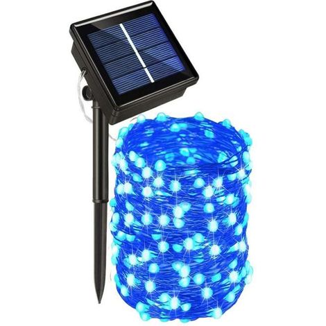30M-100FT 300LED Blaue-1Stück Solar-LED-Lichterkette, 8 Modi, Dekorative Außenbeleuchtung, Ideal