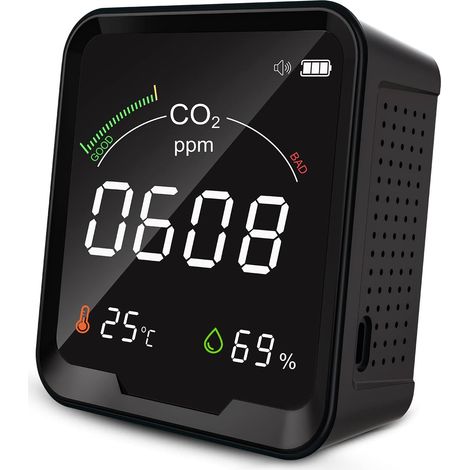 compteur de CO2, détecteur de CO2, capteur de dioxyde de carbone, appareil de mesure de la qualité de l'air intérieur avec thermomètre et hygromètre (1/5)