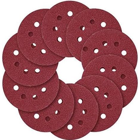 Disques de ponçage, 5"(125 mm) 8 trous Crochet et boucle, 40 60 80100 120 150 180 240 320 400 600 800 Papier abrasif à grains variés (Paquet de 120)… (1/5)