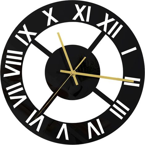 Horloge Murale Acrylique Silencieuse Noir Décoration Moderne pour Salon ou Bureau (1/5)