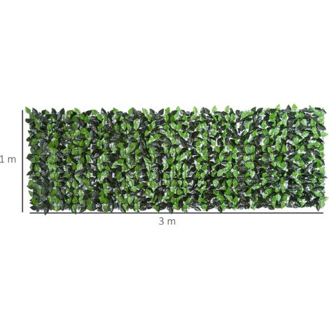 Haie artificielle réaliste, plante grimpante décorative pour extérieur, feuillage dense vert foncé, panneau 300x100 cm, idéal jardin, terrasse, clôture. (1/5)