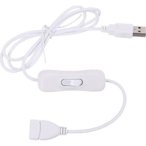Câble prolongateur USB 2.0 blanc avec interrupteur, transfert rapide, compatible PC et accessoires, longueur flexible, connectique fiable, lot unique, vitesse optimale (1/5)