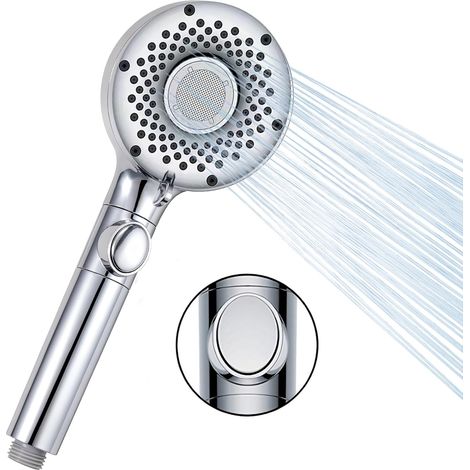 High Pressure & Economical Shower Head 5+1 Jet Types,Stop Water Button,Anti Limescale Ideal for Bathrooms,Spa,Tiles & Pets (1/5)