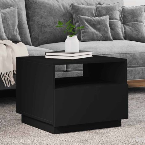 Table basse LED RGB en bois d’ingénierie noir 50 x 49 x 40 cm - PANGIVO (1/5)