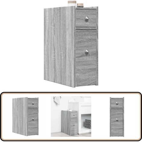 vidaXL Armoire de salle de bain étroite avec roulettes sonoma gris