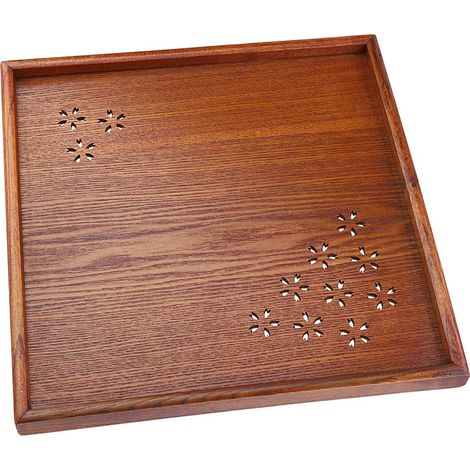 Plateau de service en bois pour thé, café et snacks - 34x34 cm pour maison et restaurant (1/5)