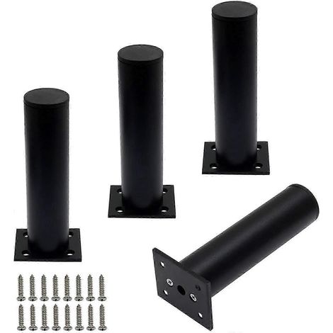 Ensemble de pieds de meubles réglables, ronds, de 1,5 pouce de diamètre, en alliage d'aluminium épais, adaptés aux canapés, étagères, tables, meubles de cuisine, etc., hauteur de 6 pouces (noir), 26 p (1/5)