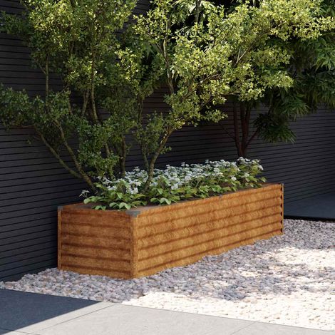 Potager surélevé en acier Corten 194 x 50 x 36 cm (1/5)