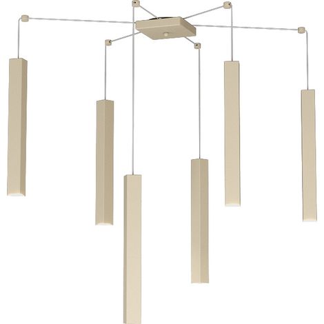 Sospensione Moderna Square Tube Metallo Sabbia 6 Luci Gu10 (1/4)
