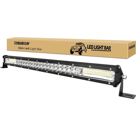 24 Pouces 60 cm 216W barre de Led 4x4, 12V 24V barre d'éclairage led, Barre lumineuse led pour offroad Voiture camions Tracteur SUV UTE ATV, 6000K blanc feu antibrouillard, flood spot combo (1/5)