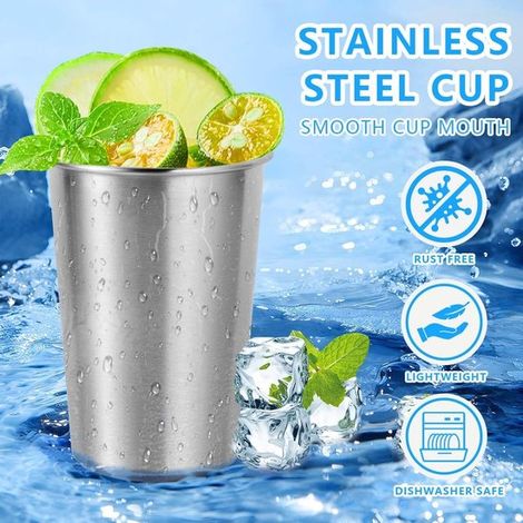 4 Edelstahl Pintbecher à 170 ml, unzerbrechliche Trinkgläser aus Metall für Bar, Zuhause und Restaurant. (1/5)