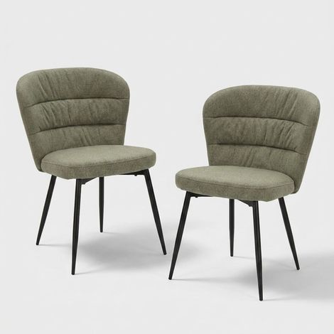 Set de 2 sillas tapizadas de tela para salón Losanna - Verde oscuro (1/4)