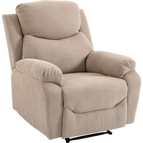 Doreral fauteuil relax manuel tissu aspect lin beige (1/5)