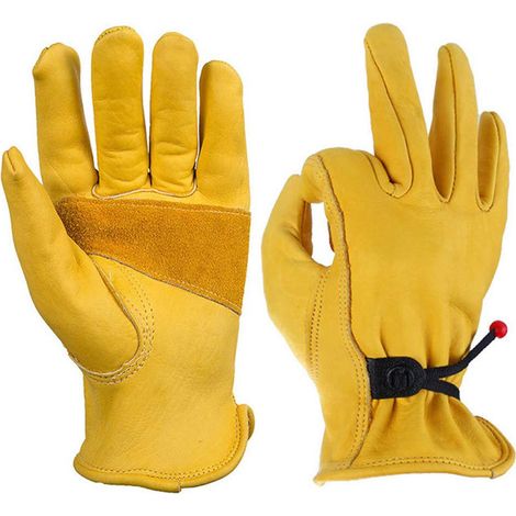 Gants de jardinage sécurité avec revêtement travail Jardin Grip travail enduits nitrile en cuir pour hommes de avec boucle et ruban adhésif de poignet, 1 paire (1/5)